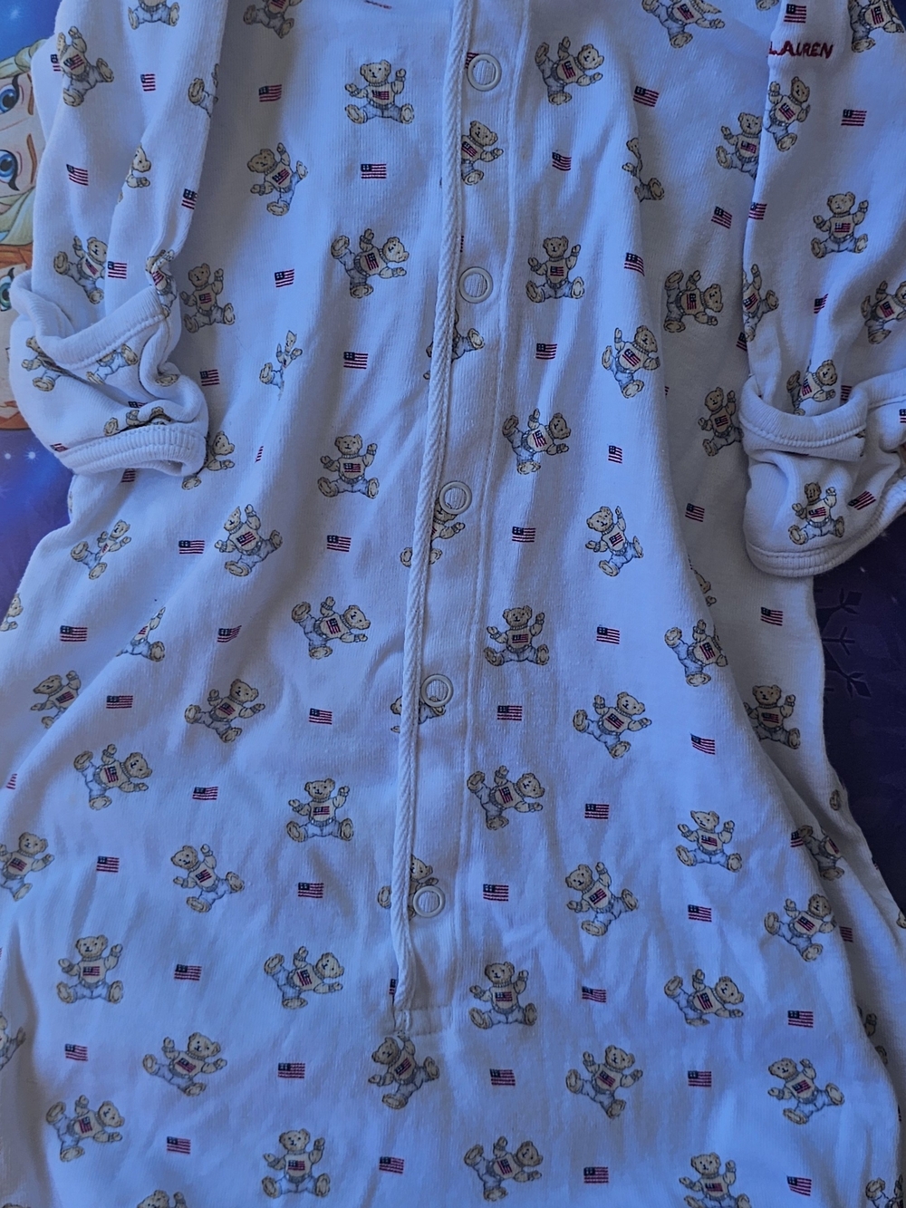 VTG Ralph Lauren Polo Bear Infant Sleep Gown / Layette Sack - Size 0-6M